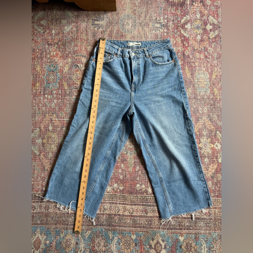 TopShop Petite Moto Women's Wide leg Blue Jeans W30 - Picture 4 of 8